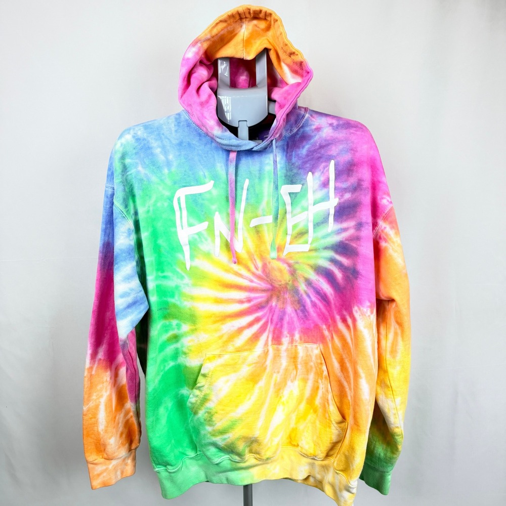 ColorTone Tie Dye Hoodie Large Rainbow Spiral Pullover Sweatshirt Unisex